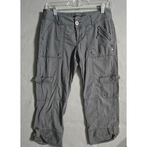 Apt 9 Womens Grey Cargo Capri Pants Utility Cropped Stretch Size 4